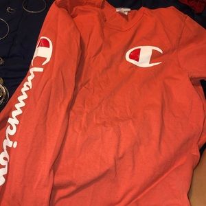 very cute orange red champion shirt